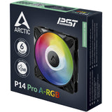 Arctic p14 pro a-rgb kabinet blæser (sort, 140 x 140 x 27 mm, pwm)