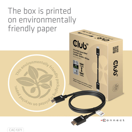 Club 3D ultra højhastigheds HDMI-kabel (sort, 1 meter, 4K 120Hz, 8K 60Hz, 48Gbps)