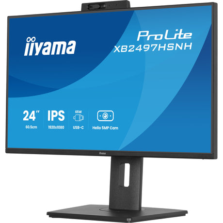 Iiyama prolite xb2497hsnh-b1 23.8 skærm (sort, hdmi, displayport, lan, lyd, usb-c, webcam)