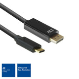 Akt-tilslutning USB-C til DisplayPort-kabel (sort, 2 meter, ac7325, 60hz 4k (2160p))
