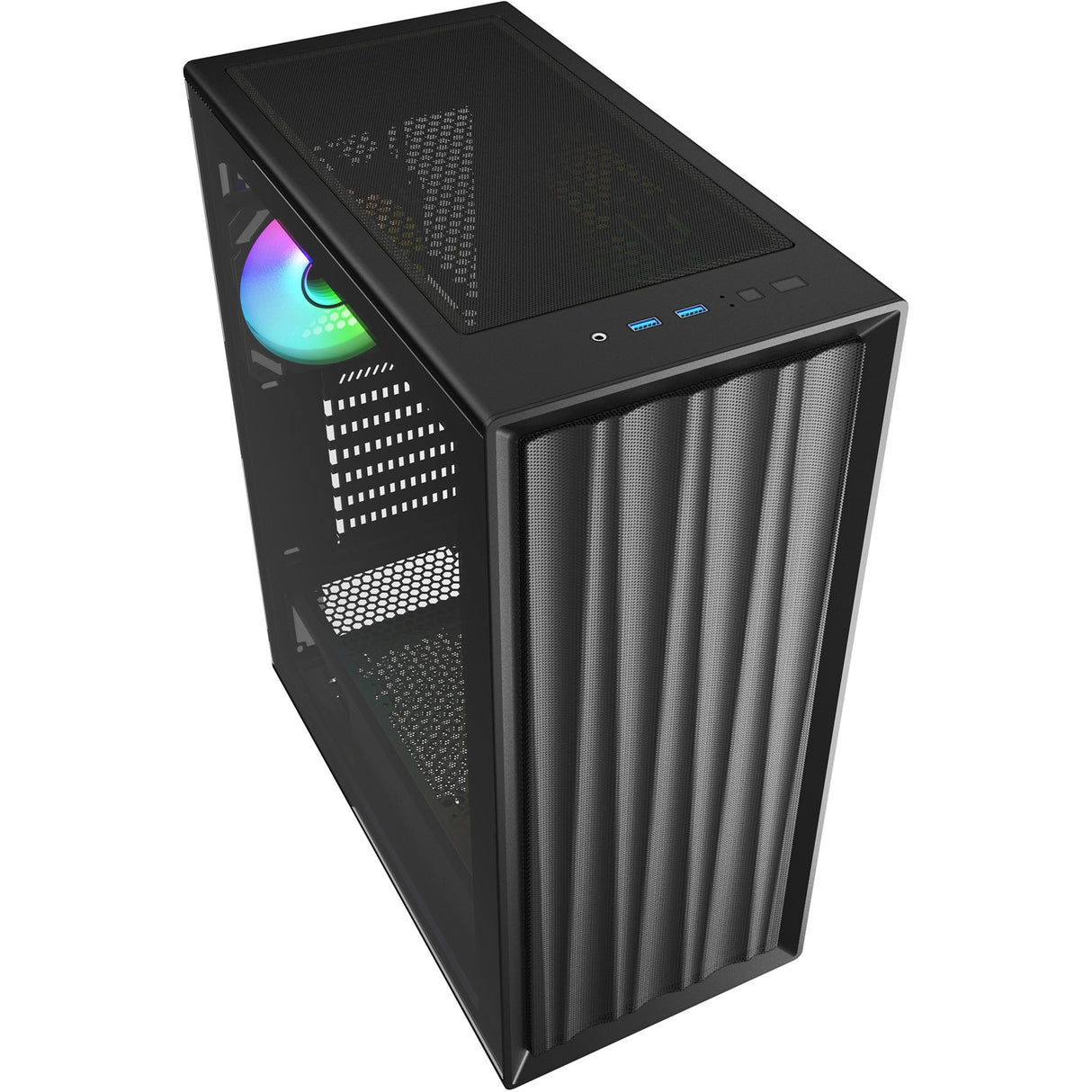 Sharkoon vk3 rgb midi tårnhus (sort | 2x usb-a | rgb | hærdet glas)