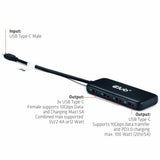 Club 3D USB-C 4-ports 10G datahub med PD3.0 USB-hub (sort)