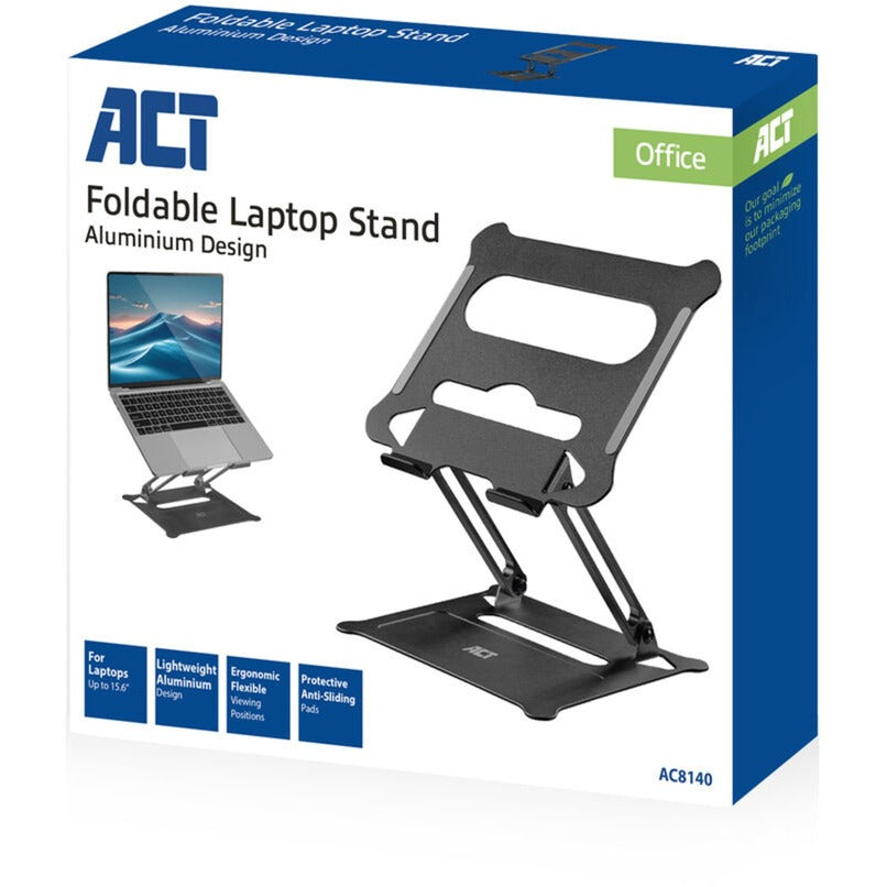 Act connectivity laptop stativ, aluminium, foldbar, trinløst højdejusterbar (sort)