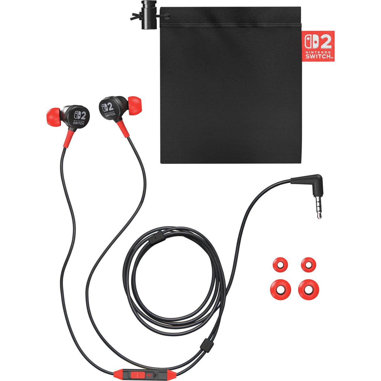 Powera-øretelefoner med ledning til Nintendo Switch 2 in-ear (sort rød, Nintendo Switch 2, Nintendo Switch, Nintendo Switch - OLED-model, Nintendo Switch Lite)
