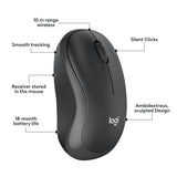 Logitech mk295 lydløst trådløst tastatur og mus combo desktop sæt (sort, us-internationalt layout (qwerty), 100%)