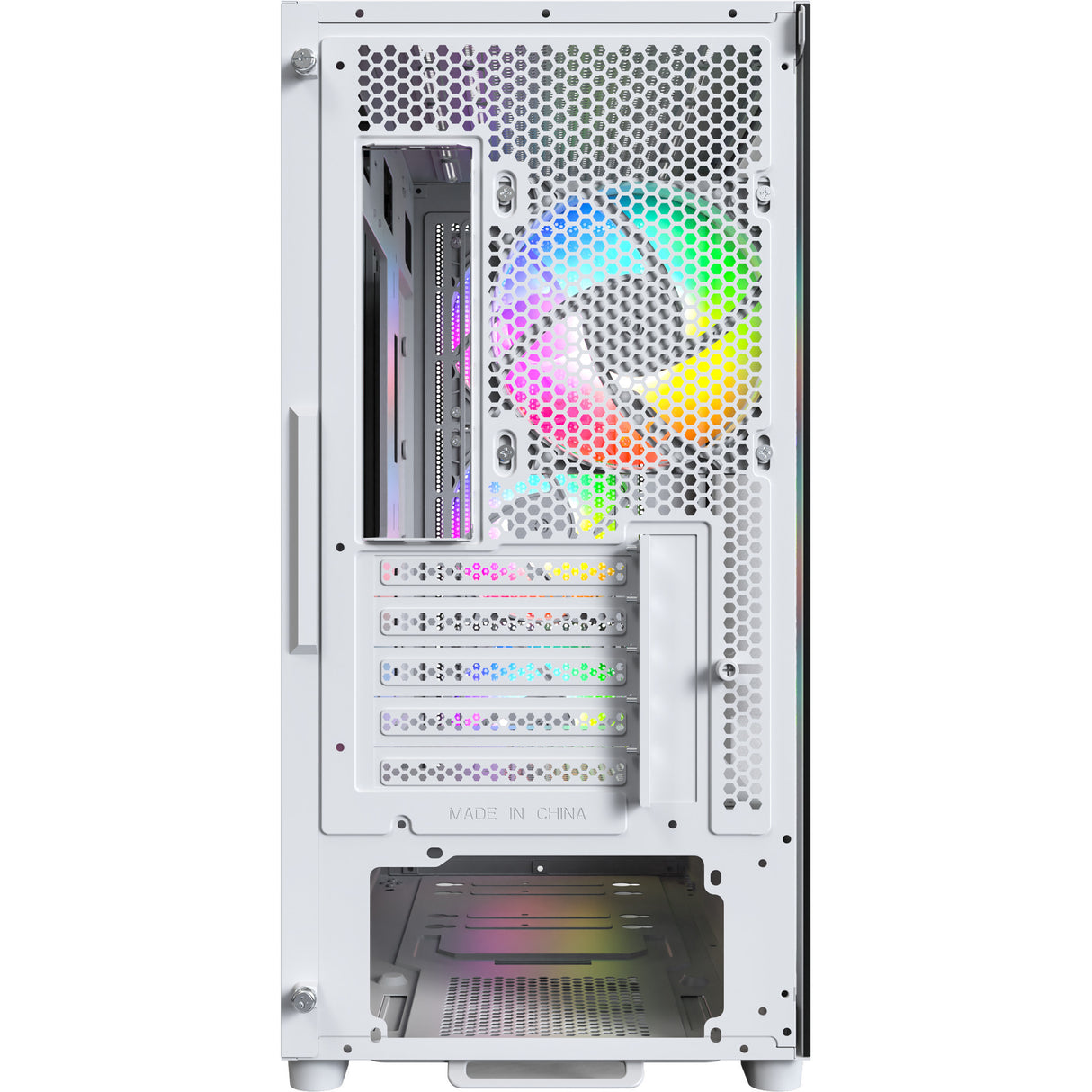 Montech x5m midi tårnhus (hvid | 2x USB-A | 1x USB-C | RGB | hærdet glas)