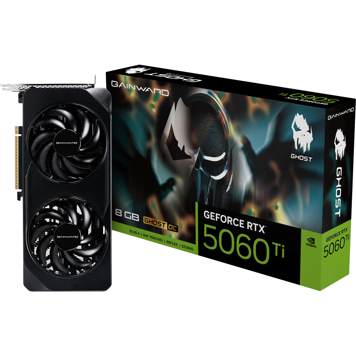 Gainward GeForce RTX 5060 Ti Ghost OC 8GB grafikkort (3x DisplayPort, 1x HDMI 2.1, DLSS 4)