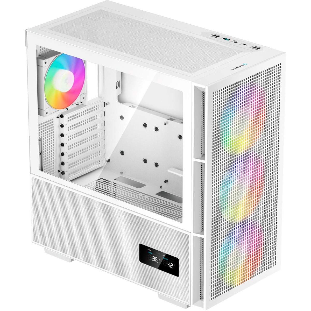 Deepcool ch560 digital midi tårnhus (hvid | 1x USB-A | 1x USB-C | RGB | hærdet glas)