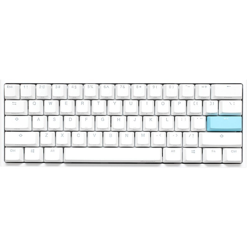 Ducky one 2 pro mini hvid klassisk rgb mekanisk gaming tastatur (hvid, us layout (qwerty), cherry mx brown, 60%, rgb led, double-shot pbt, quack mekanik)