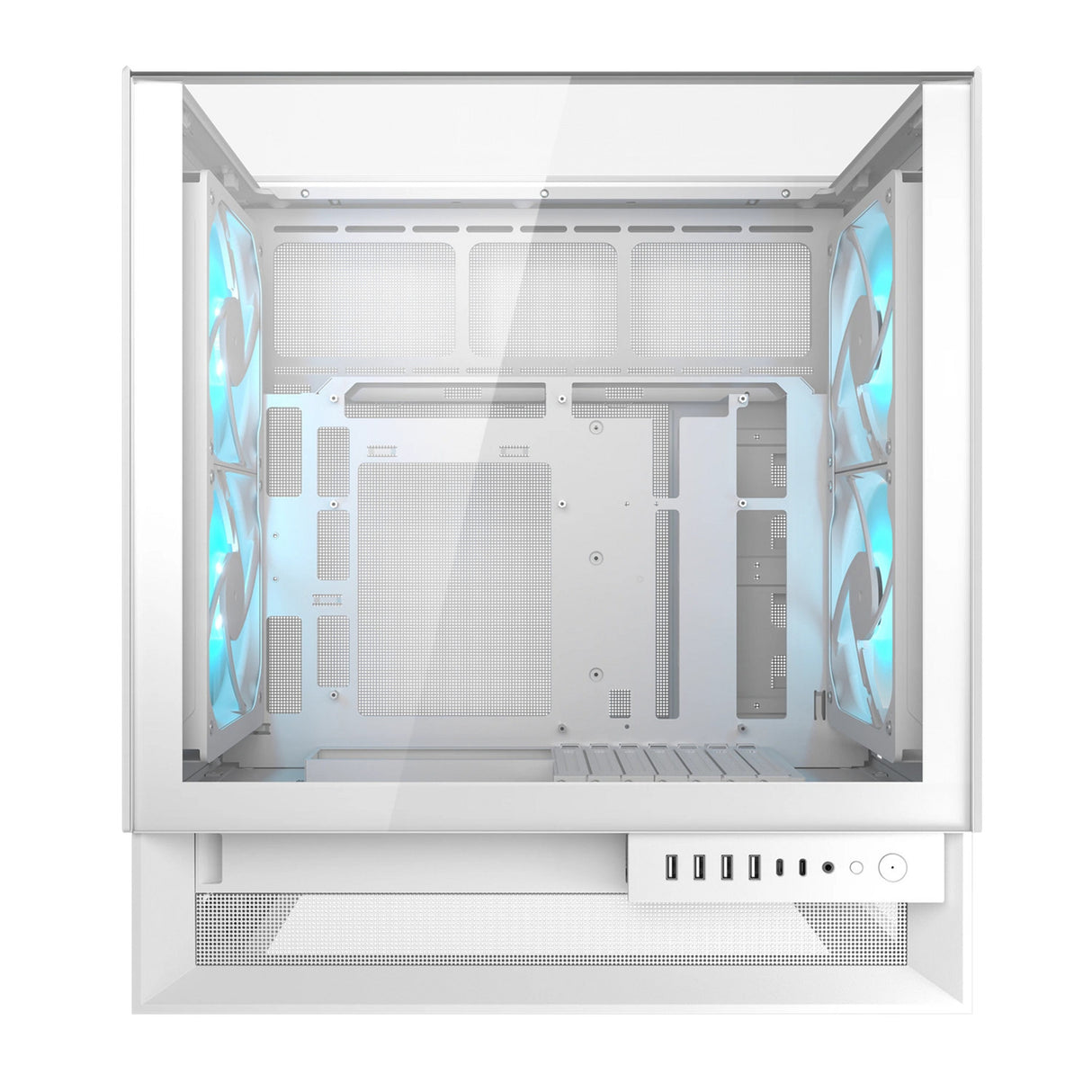 Cougar omnyx midi tårnhus (hvid | 4x USB-A | 2x USB-C | hærdet glas)