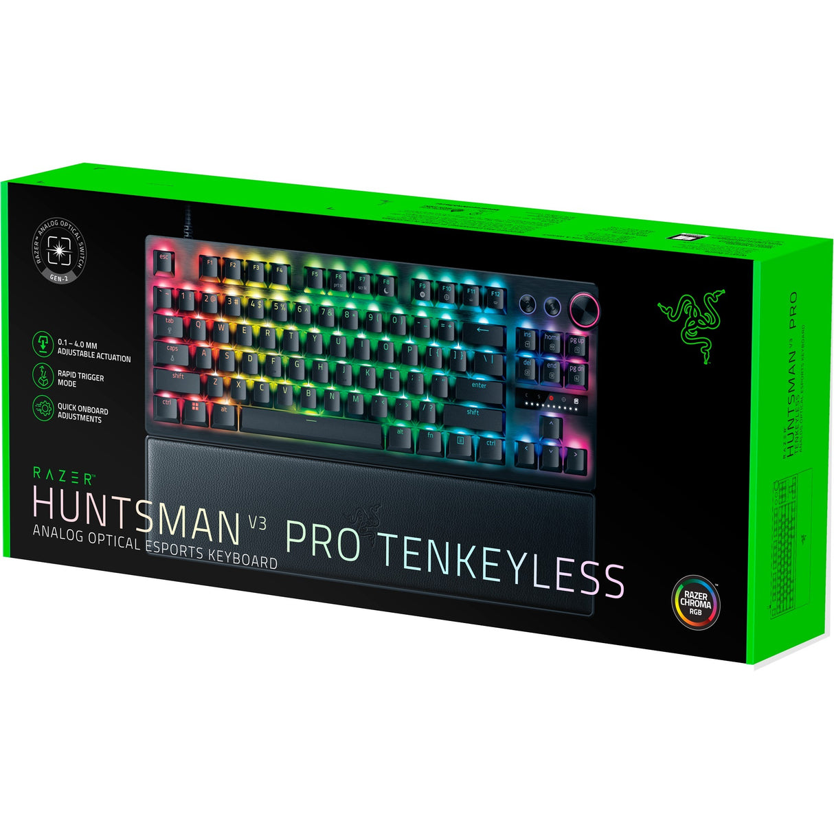 Razer Huntsman V3 Pro TKL RGB mekanisk gaming-tastatur (sort, amerikansk layout (QWERTY), analog optisk gen 2, 80 % (TKL), double-shot PBT)