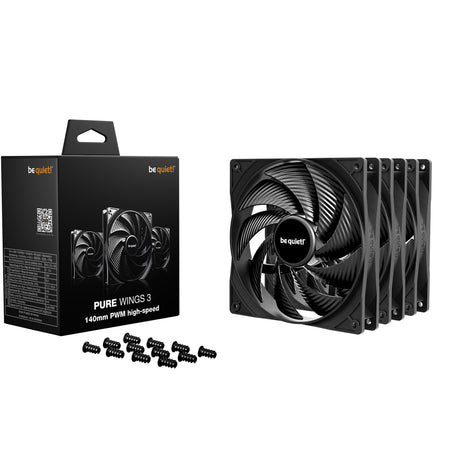 Vær stille! pure wings 3 højhastigheds ventilatorer (sort, 3 stk, 140 x 140 x 25 mm, pwm)