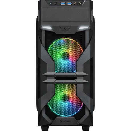 Sharkoon vg7-w rgb midi tårnhus (sort | 2x usb-a | rgb | vindue)