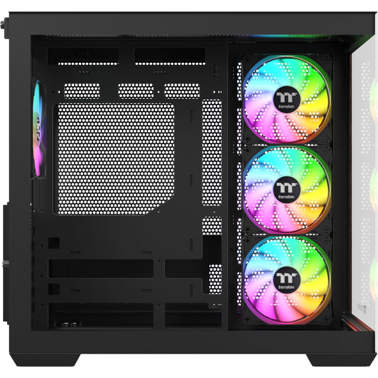 Thermaltake view 380 ws argb midi tårnhus (sort træfarve | 2x USB-A | 1x USB-C | RGB | hærdet glas)