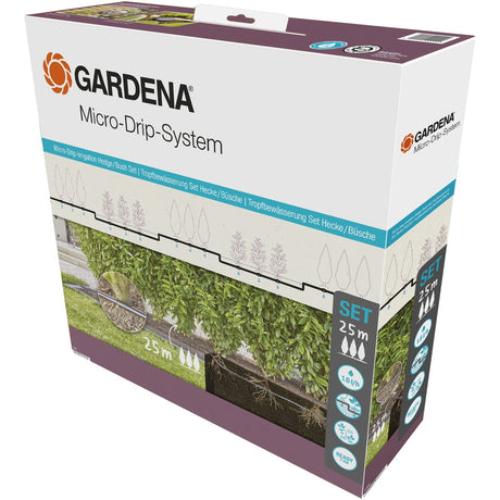 Gardena mikro-drypvandende hække buskesæt (25 m) drypper (sort)