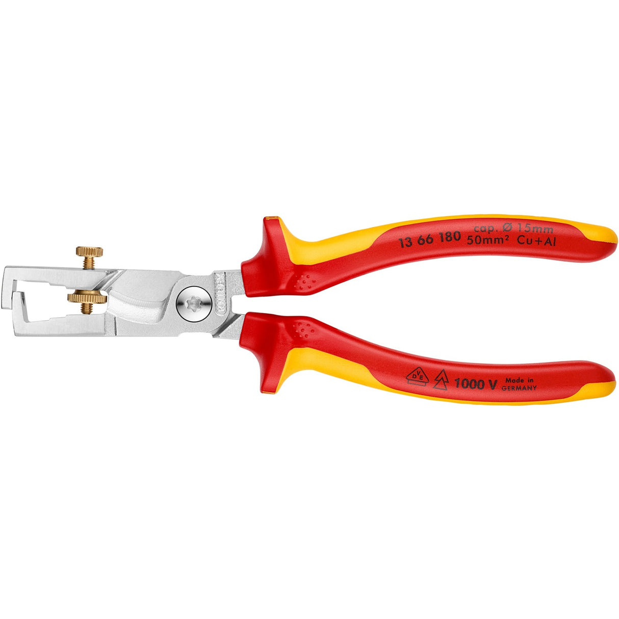 Knipex afisoleringstang strix 13 66 180 vde (rød gul, længde 180 mm, med riflet skrue)
