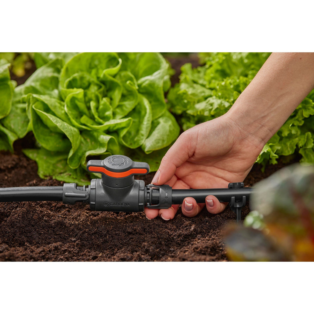 Gardena mikro-dryp-system afspærrings- og reguleringsventil 13 mm (1 2 ) (grå orange)
