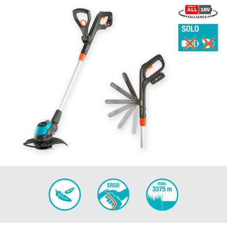 Gardena easycut 23 18v p4a solo græstrimmer (grå turkis, 14700-55, batteri medfølger ikke)