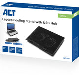 Act connectivity laptop stativ, med blæser, højdejusterbar i 2 positioner (sort, 4-ports USB 2.0 hub)