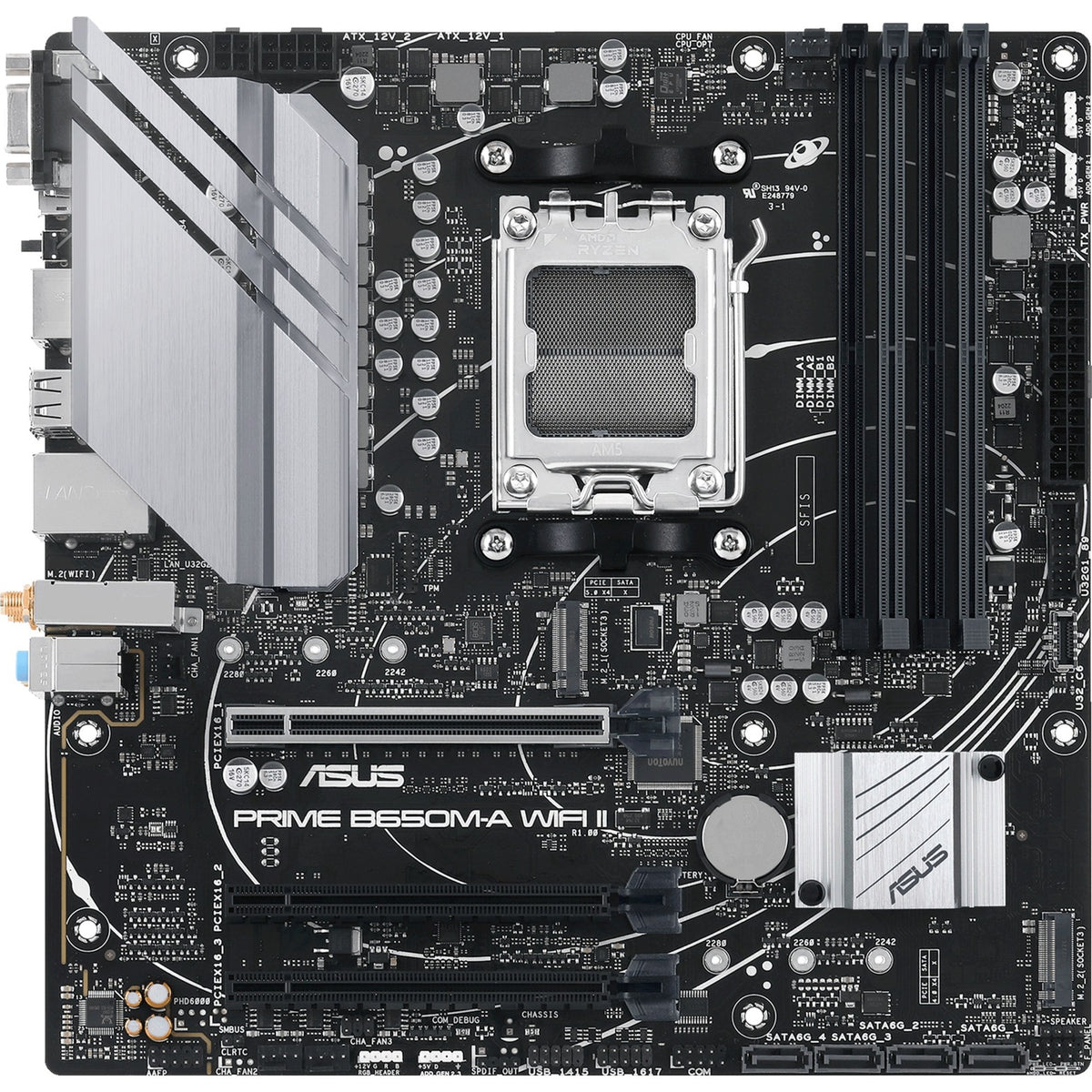 Asus Prime B650M-A WiFi II Socket AM5 bundkort (sort, RAID, 2,5 GB-LAN, WLAN, BT, Lyd, µATX)