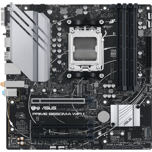 Asus Prime B650M-A WiFi II Socket AM5 bundkort (sort, RAID, 2,5 GB-LAN, WLAN, BT, Lyd, µATX)