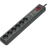 Brennerstuhl secure-tec 19500a +overspændingsbeskyttelse 6x fatning (antracit, 1159540376, til 6 stik)