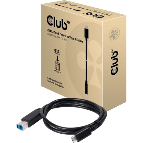 Club 3D USB-C 3.1 gen2 > USB-B m m kabel (sort, 1 meter)