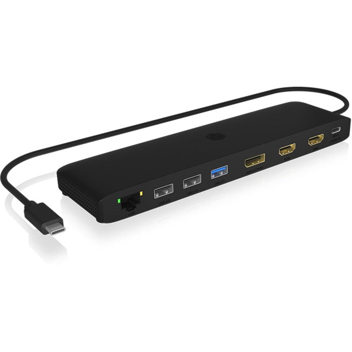 Icy box ib-dk2116-c 11-i-1 mobil dockingstation med tredobbelt videoudgang (sort, HDMI, Displayport, LAN, USB Type-C)