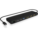 Icy box ib-dk2116-c 11-i-1 mobil dockingstation med tredobbelt videoudgang (sort, HDMI, Displayport, LAN, USB Type-C)