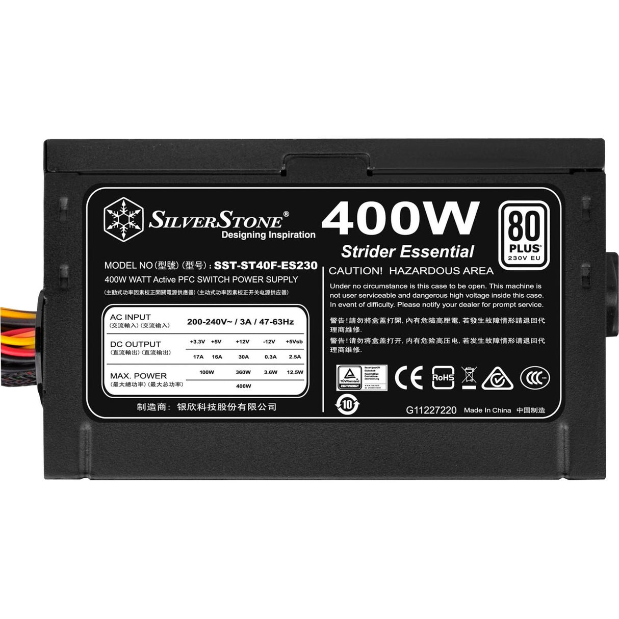 Silverstone strider essential st40f-es230 400 watt strømforsyning (sort, 2x pcie)