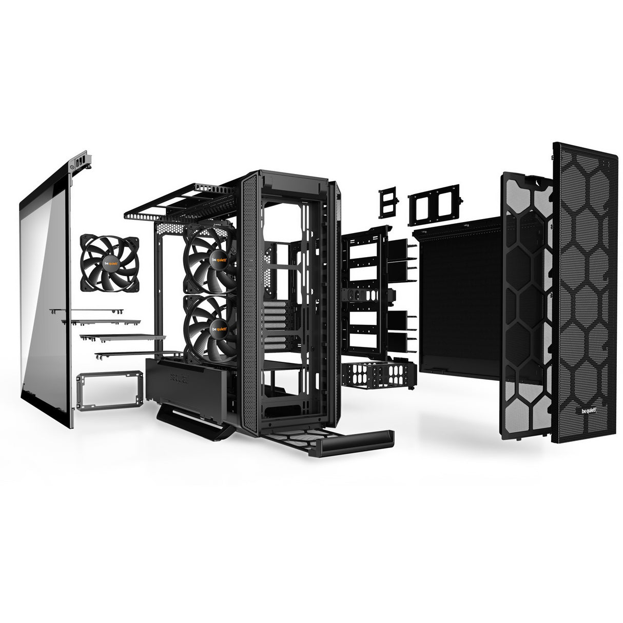 Vær stille! silent base 802 vindue midi tårnhus (sort | 2x USB-A | 1x USB-C | vindue)