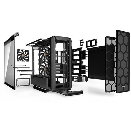 Vær stille! silent base 802 vindue midi tårnhus (sort | 2x USB-A | 1x USB-C | vindue)