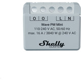 Shelly qubino wave pm mini relæ (lysegrå hvid, 1-kanal, z-wave)