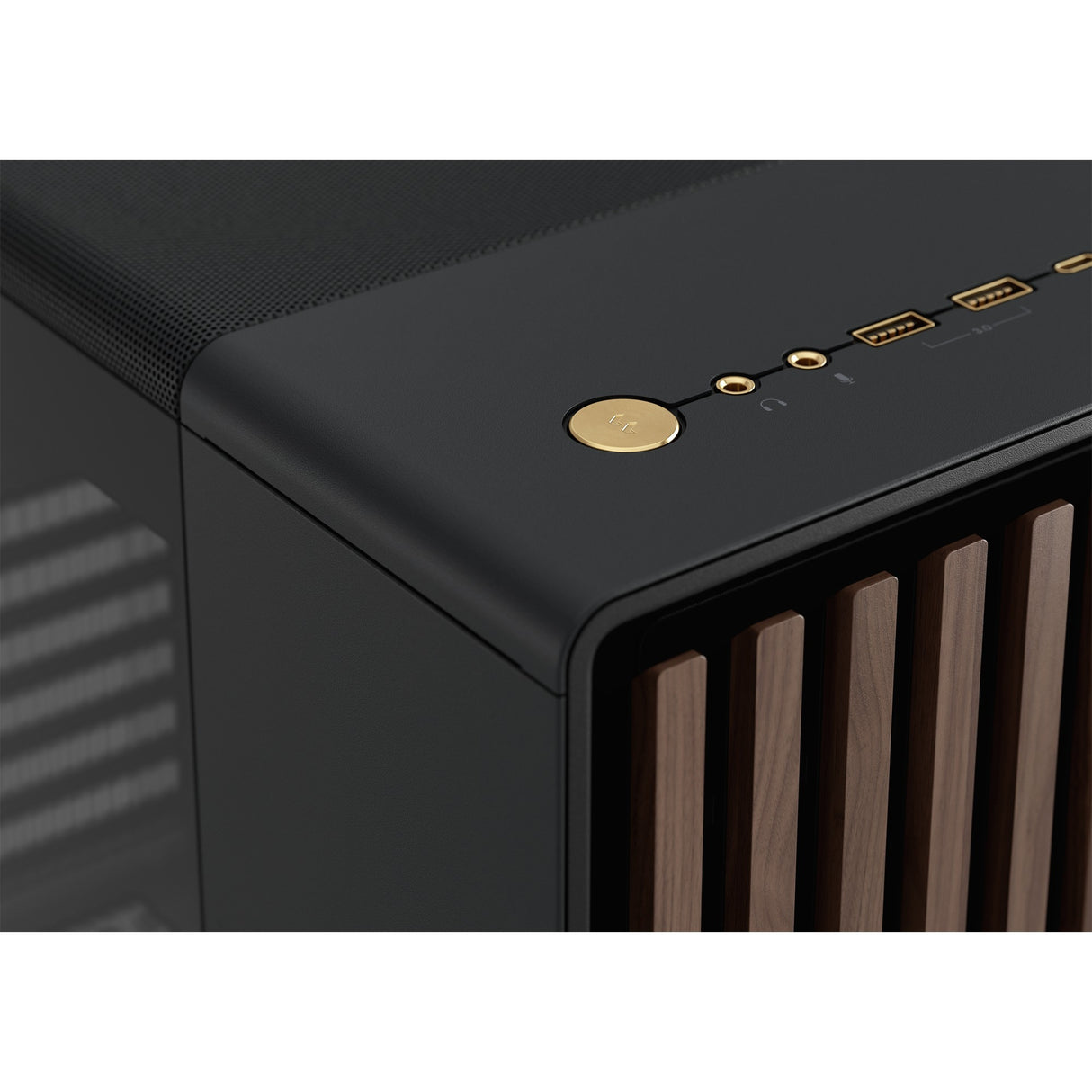 Fractal design nord midi tårnhus (sort træ farve | 2x USB-A | 1x USB-C | hærdet glas)