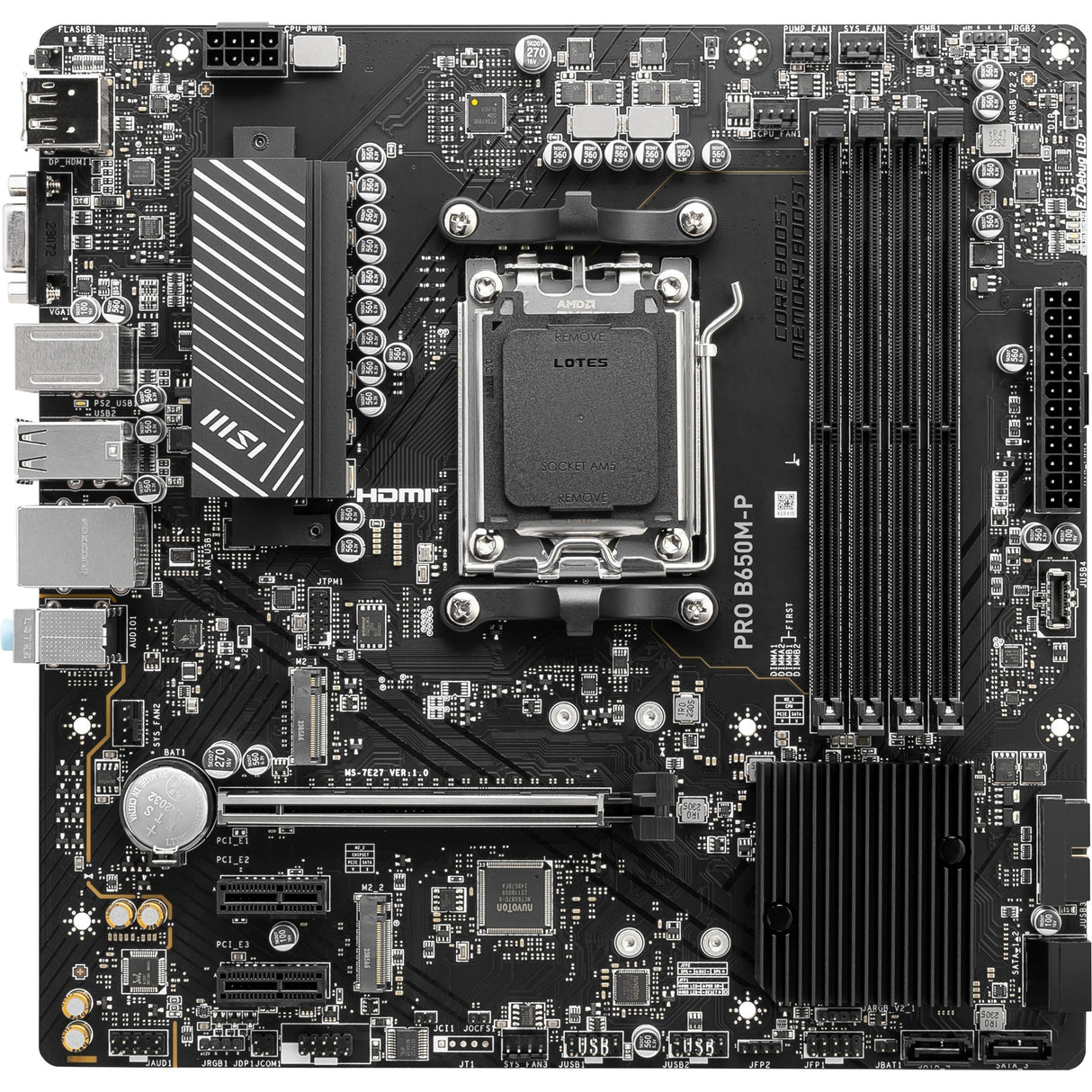 MSI Pro B650M-P Socket AM5 bundkort (sort, RAID, 2,5 GB-LAN, lyd, µATX)