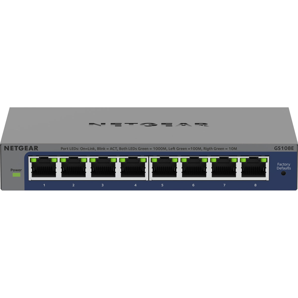 Netgear 8-ports gigabit plus-switch (gs108e-400eus) (grå, ikke-administreret)