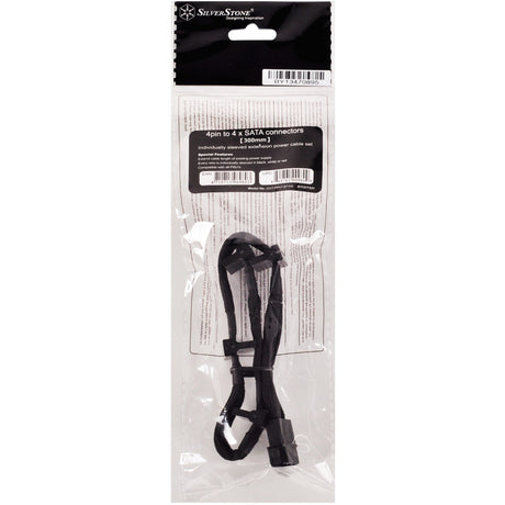 Silverstone-adapter 4-benet molex > 4x 15-benet sata (sort, pp07-btsb)
