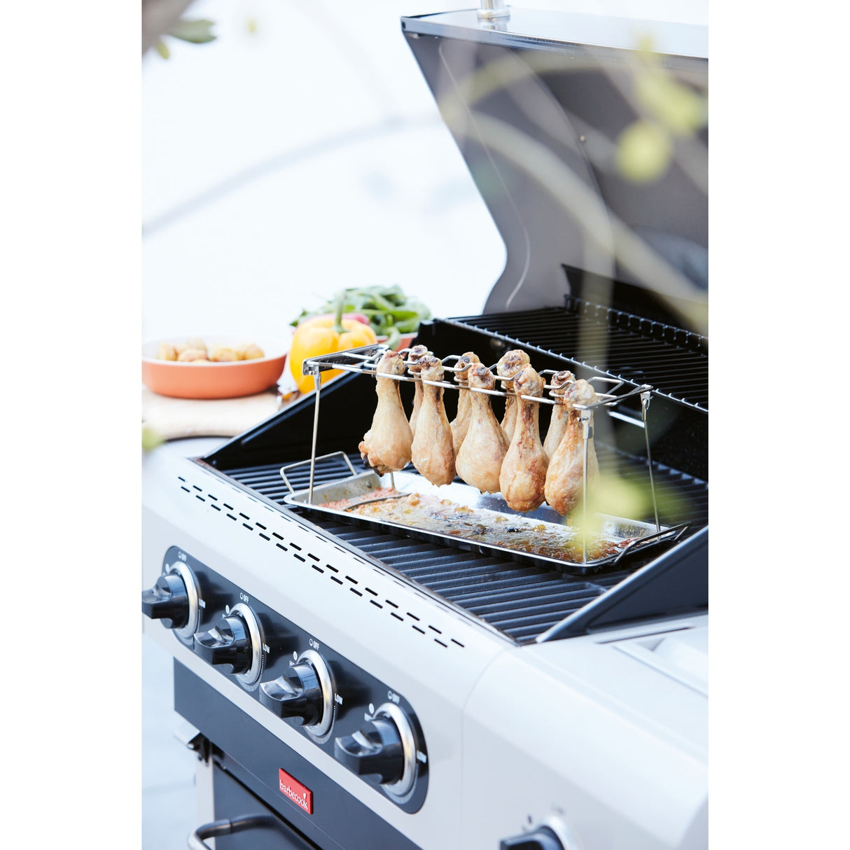 Grillstativ til 12 trommestikker kurv
