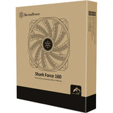 Silverstone shark force 160 kabinet blæser (sort, 160 x 160 x 27 mm, pwm)