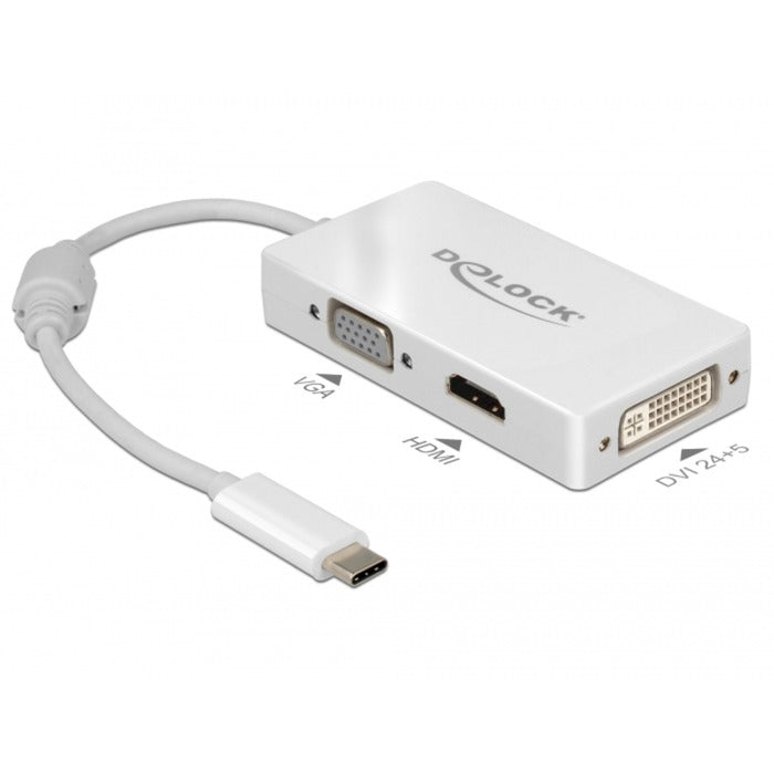 Delock USB-C > VGA HDMI DVI-adapter (hvid, 0,13 meter)