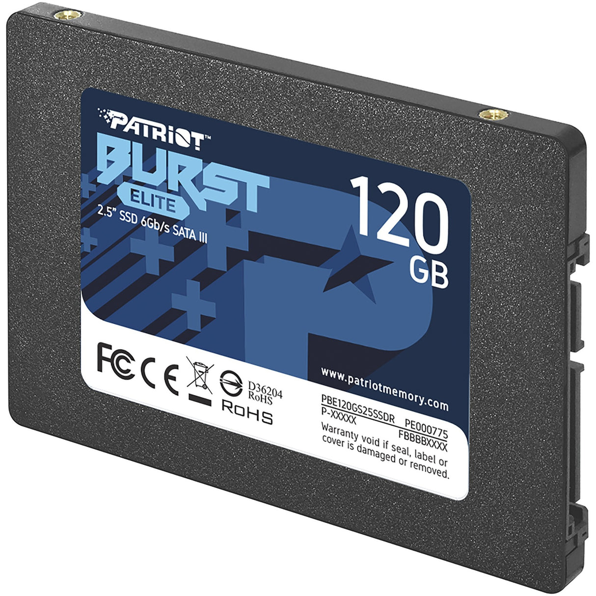 Patriot burst elite 120 GB SSD (sort, pbe120gs25ssdr, sata 6 GB s)