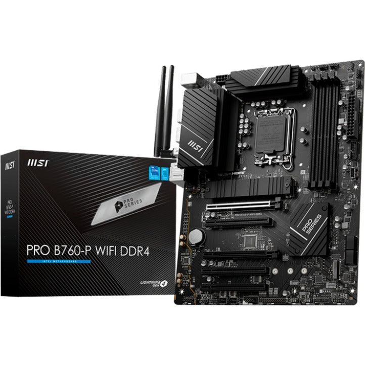 MSI Pro B760-P WiFi DDR4 Socket 1700 bundkort (RAID, 2,5 GB-LAN, WiFi, BT, lyd, ATX)