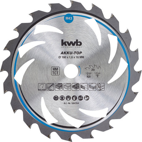 Kwb tyndskærende rundsavklinge, wolframcarbid forstærket 160 mm