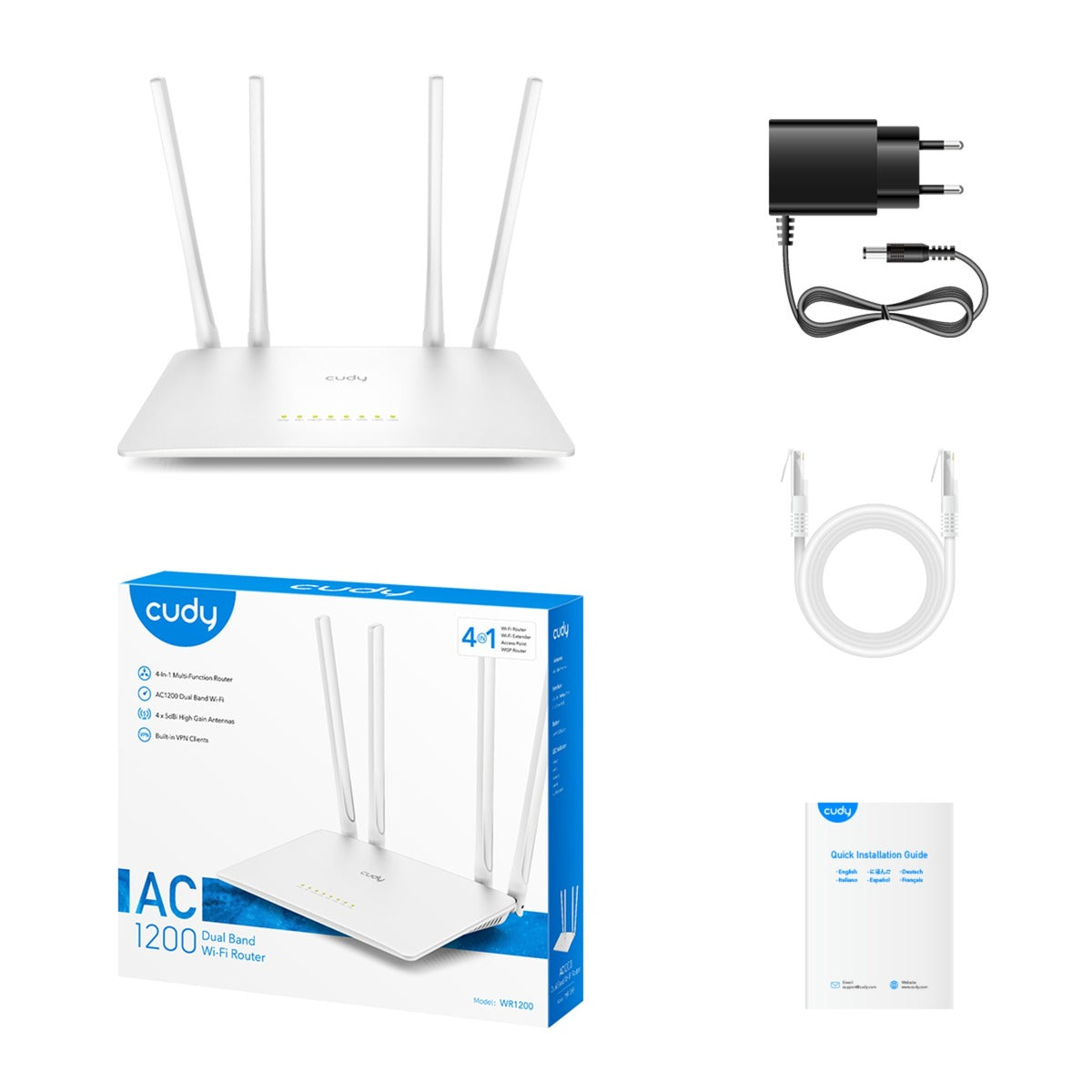 Cudy ac1200 wi-fi router (hvid, app)