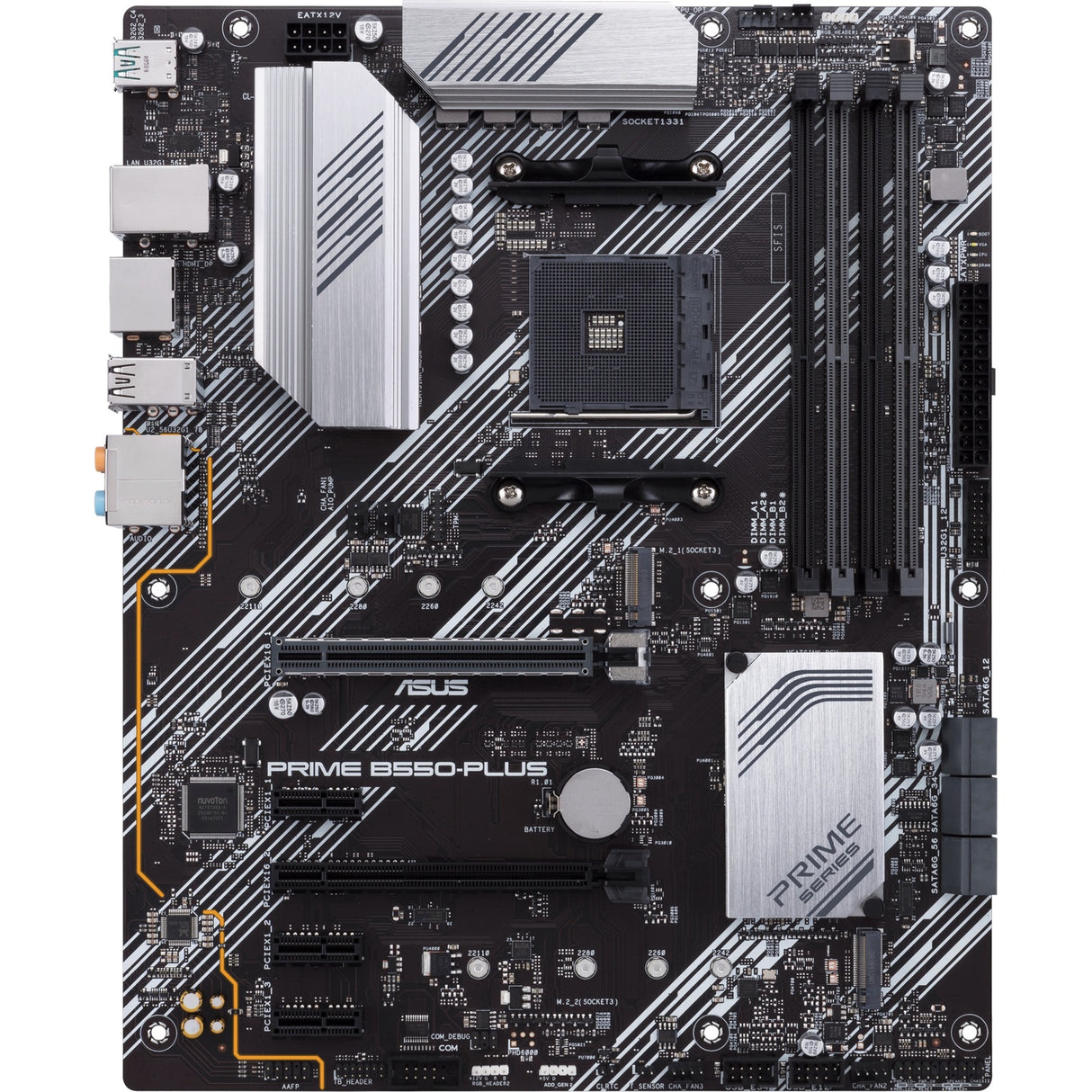 Asus Prime B550-Plus Socket AM4 bundkort (sort sølv, RAID, GB-LAN, lyd, ATX)