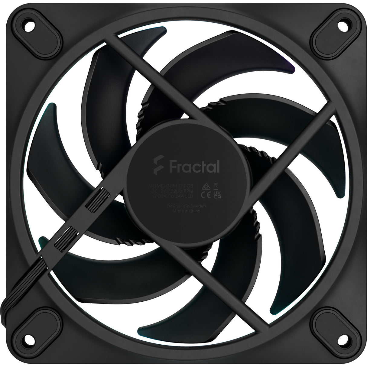 Fractal design momentum 12 rgb kabinet blæser (sort, 120 x 120 x 25 mm, pwm)