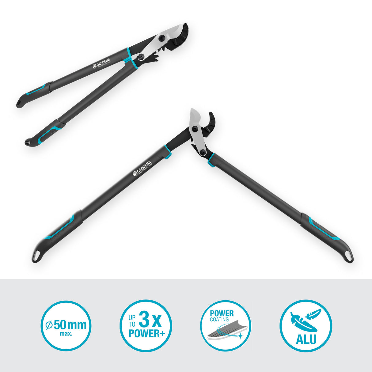 Gardena ambolt beskæringssaks energycut pro l, med ambolt cut (grå turkis, 75 cm, til tørt træ)