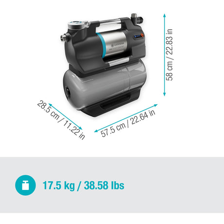 Gardena trykpumpe 5600 silentcomfort (grå rustfrit stål, Bluetooth)