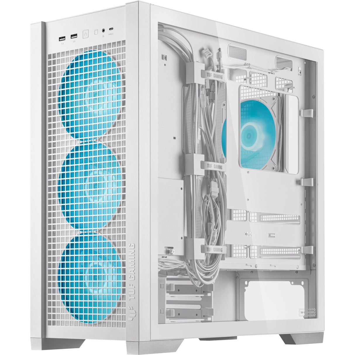 Asus tuf gaming gt302 argb midi tårnhus (hvid | 2x usb-a | 1x usb-c | rgb | hærdet glas)