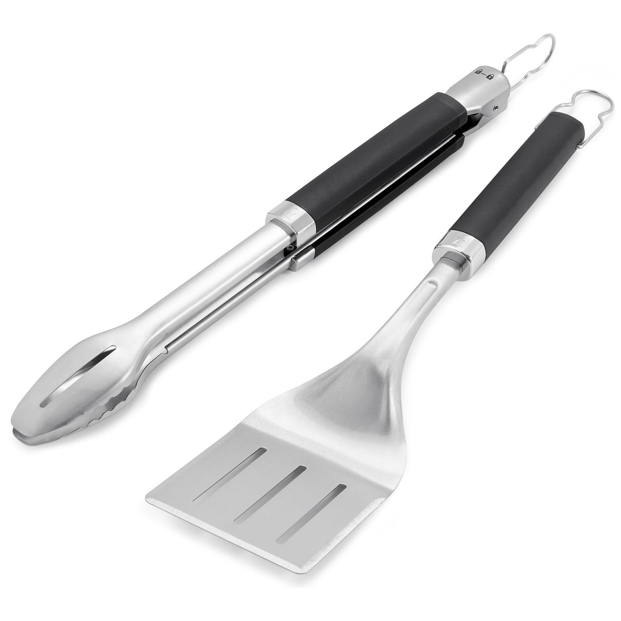 Weber præcisionsgrilltang og -spatelsæt grillbestik (rustfrit stål sort)